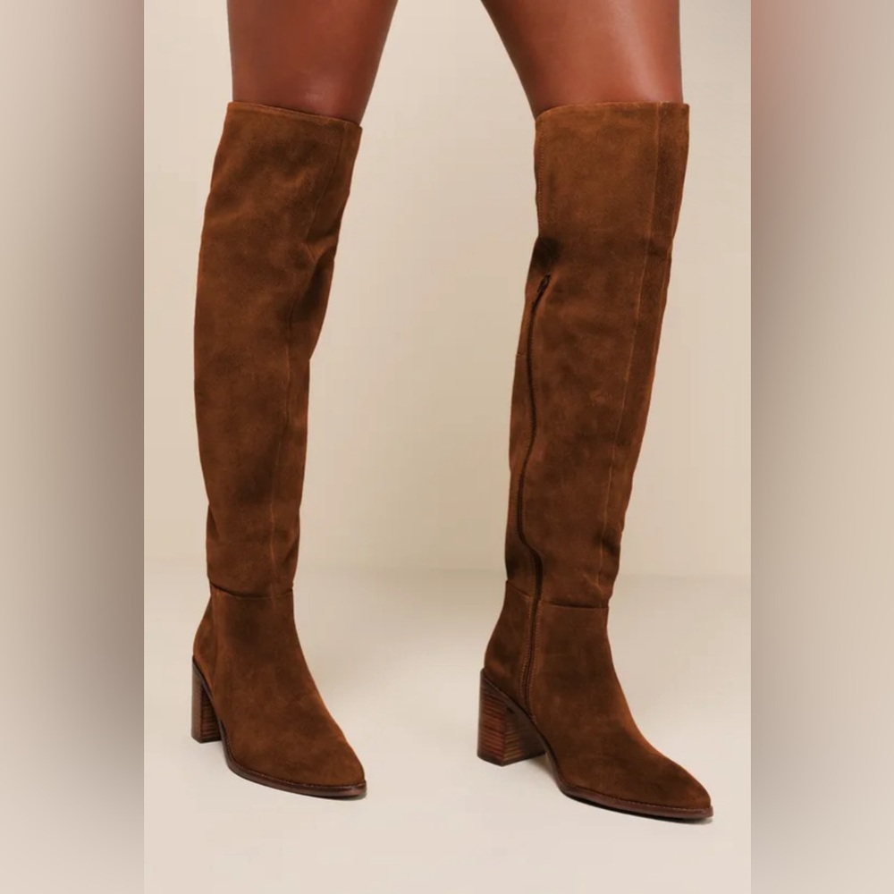 Seychelles Gifted Cognac Suede Leather Over-The-Knee Boots Size 8